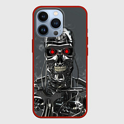 Чехол для iPhone 13 Pro Скелет Терминатора, цвет: 3D-красный