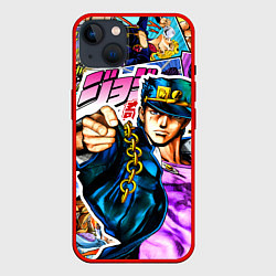 Чехол для iPhone 14 Plus Джотаро - JoJos Bizarre Adventure, цвет: 3D-красный