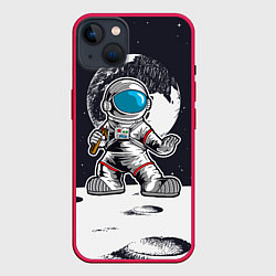Чехол для iPhone 14 Plus Космонавт - каратист, цвет: 3D-малиновый