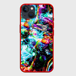 Чехол для iPhone 14 Plus Красочный космос, цвет: 3D-красный