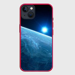 Чехол для iPhone 14 Plus Яркая звезда над горизонтом - космос, цвет: 3D-малиновый