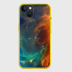 Чехол для iPhone 14 Plus Столкновение двух космических галактик, цвет: 3D-желтый
