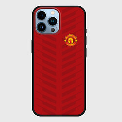 Чехол для iPhone 14 Pro Max Manchester United: Red Lines, цвет: 3D-черный