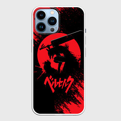 Чехол для iPhone 14 Pro Max BERSERK red краска, цвет: 3D-белый