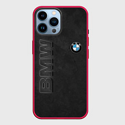 Чехол для iPhone 14 Pro Max BMW LOGO AND INSCRIPTION, цвет: 3D-малиновый