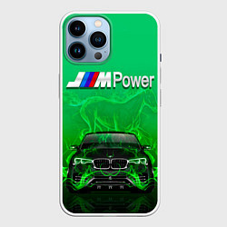 Чехол для iPhone 14 Pro Max BMW GREEN STYLE, цвет: 3D-белый