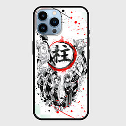 Чехол для iPhone 14 Pro Max КЛИНОК РАССЕКАЮЩИЙ ДЕМОНОВ, БРЫЗГИ КРАСОК, цвет: 3D-черный