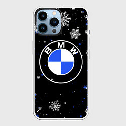 Чехол для iPhone 14 Pro Max НОВОГОДНИЙ БМВ НОВЫЙ ГОД BMW, цвет: 3D-белый