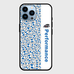 Чехол для iPhone 14 Pro Max BMW LOGO PATTERN PERFORMANCE, цвет: 3D-черный