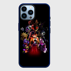 Чехол для iPhone 14 Pro Max Five Nights at Freddys: Security Breach персонажи, цвет: 3D-тёмно-синий