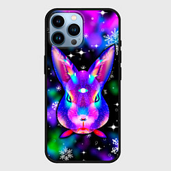 Чехол для iPhone 14 Pro Max Неоновый кролик, цвет: 3D-черный