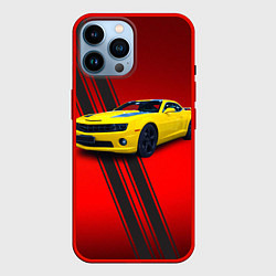 Чехол для iPhone 14 Pro Max Спортивный американский автомобиль Chevrolet Camar, цвет: 3D-красный
