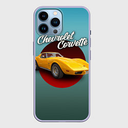 Чехол для iPhone 14 Pro Max Американский спорткар Chevrolet Corvette Stingray, цвет: 3D-светло-сиреневый