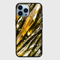 Чехол для iPhone 14 Pro Max Драгоценные кристаллы жёлтые, цвет: 3D-черный