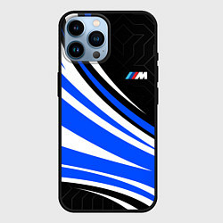 Чехол для iPhone 14 Pro Max BMW M - синие волны, цвет: 3D-черный
