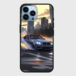 Чехол для iPhone 14 Pro Max БМВ в вечернем городе, цвет: 3D-черный
