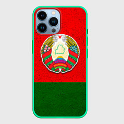 Чехол для iPhone 14 Pro Max Герб Беларуси, цвет: 3D-мятный