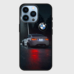 Чехол для iPhone 14 Pro Крутая бэха на ночной трассе, цвет: 3D-черный