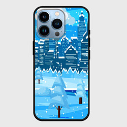 Чехол для iPhone 14 Pro Снежный город, цвет: 3D-черный