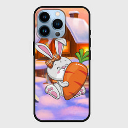 Чехол для iPhone 14 Pro Зайчик с большой морковью, цвет: 3D-черный