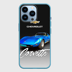 Чехол для iPhone 14 Pro Синий Chevrolet Corvette 70-х годов, цвет: 3D-голубой