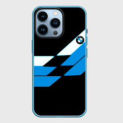 Чехол для iPhone 14 Pro BMW sport geometry blu, цвет: 3D-голубой