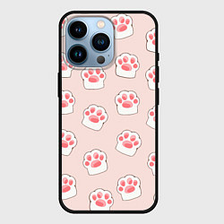 Чехол для iPhone 14 Pro Милые отпечатки пушистых лапок, цвет: 3D-черный