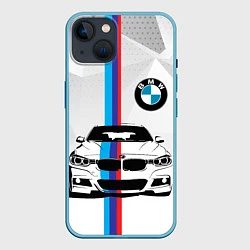 Чехол для iPhone 14 BMW БМВ M PERFORMANCE, цвет: 3D-голубой