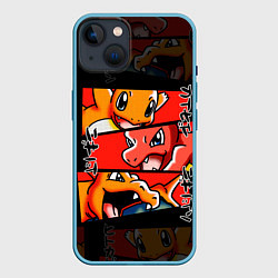 Чехол для iPhone 14 РЫЖИЙ ДРАКОН ПОКЕМОНЫ ЧАРМАНДЕР, цвет: 3D-голубой
