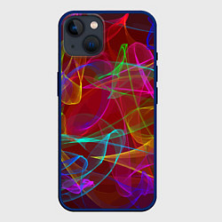 Чехол для iPhone 14 Color neon pattern Vanguard, цвет: 3D-тёмно-синий