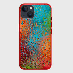 Чехол для iPhone 14 Капли на стекле Vanguard pattern, цвет: 3D-красный