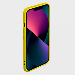 Чехол для iPhone 14 Блики на синем фоне, цвет: 3D-желтый — фото 2