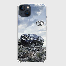 Чехол для iPhone 14 Toyota Land Cruiser Prado на скальных камнях Mount, цвет: 3D-белый