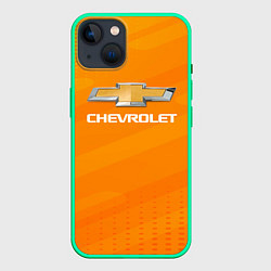 Чехол для iPhone 14 Chevrolet абстракция, цвет: 3D-мятный