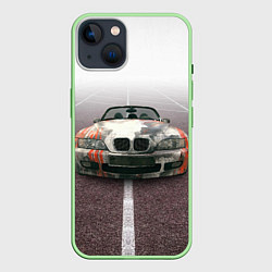 Чехол для iPhone 14 Родстер BMW Z4, цвет: 3D-салатовый