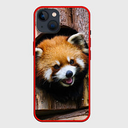 Чехол для iPhone 14 Красная панда в дереве, цвет: 3D-красный