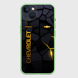 Чехол для iPhone 14 Chevrolet - плиты с эффектом свечения, цвет: 3D-салатовый