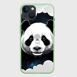 Чехол для iPhone 14 Панда портрет, цвет: 3D-салатовый