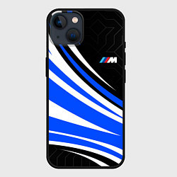 Чехол для iPhone 14 BMW M - синие волны, цвет: 3D-черный