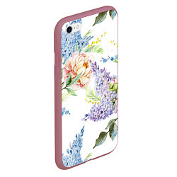 Чехол iPhone 6/6S Plus матовый Сирень и Пионы, цвет: 3D-малиновый — фото 2