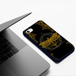 Чехол iPhone 6/6S Plus матовый Golden dragonfly цвета 3D-черный — фото 2