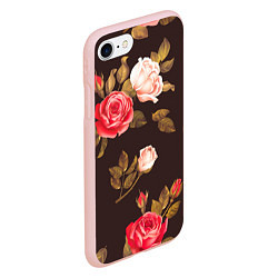 Чехол iPhone 7/8 матовый Мотив из роз, цвет: 3D-светло-розовый — фото 2