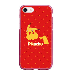 Чехол iPhone 7/8 матовый Pikachu, цвет: 3D-малиновый