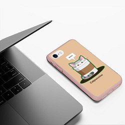 Чехол iPhone 7/8 матовый Catpuccino, цвет: 3D-светло-розовый — фото 2