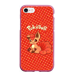 Чехол iPhone 7/8 матовый Pokeball, цвет: 3D-малиновый