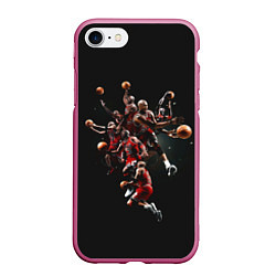 Чехол iPhone 7/8 матовый Michael Jordan Style, цвет: 3D-малиновый