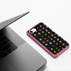 Чехол iPhone 7/8 матовый One Piece. Pixel art pattern, цвет: 3D-малиновый — фото 2