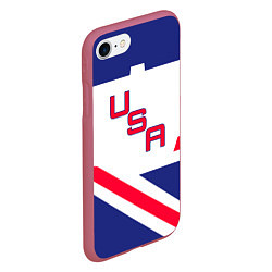 Чехол iPhone 7/8 матовый Сборная USA: домашняя форма, цвет: 3D-малиновый — фото 2
