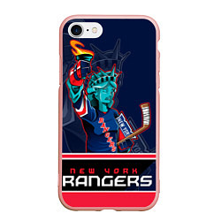 Чехол iPhone 7/8 матовый New York Rangers, цвет: 3D-светло-розовый