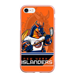 Чехол iPhone 7/8 матовый New York Islanders, цвет: 3D-светло-розовый